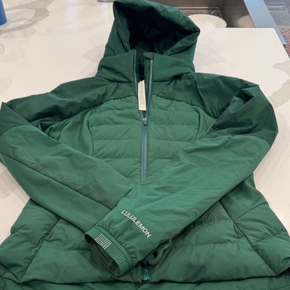 Lululemon “Down for it All” Green Hooded Jacket, size 8
